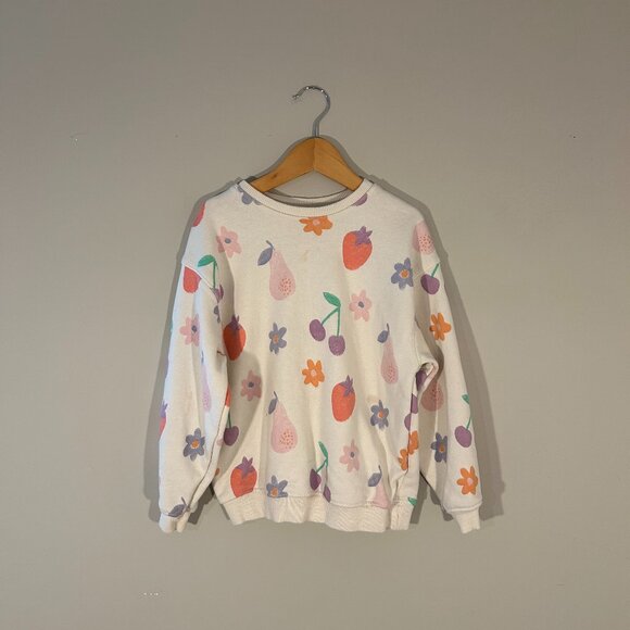 Zara Other - cream fruit and floral sweatshirt Zara print girls oversized 6Y